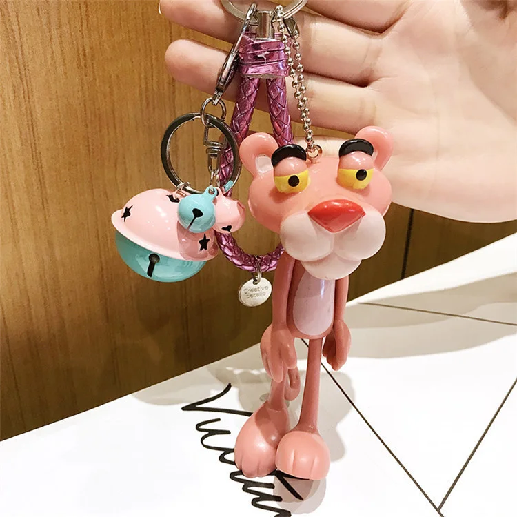 Брелок для ключей в виде милой непослушной Пантеры с розовым леопардом |