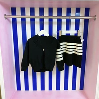 brand designer baby girls clothing sets autumn striped knitted cardigan jacketvestskirt 3pcs winter childrens outerwear outfit