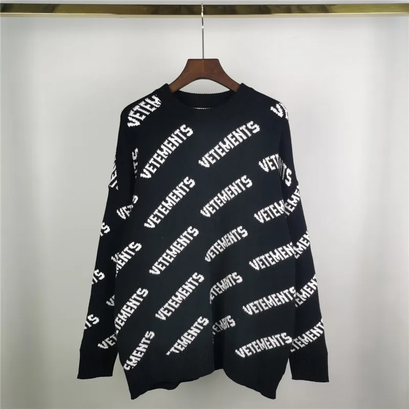 

Черные свитеры с логотипом 2021ss, свитеры для мужчин и женщин, высококачественные толстовки с круглым вырезом и надписью внутри VTM