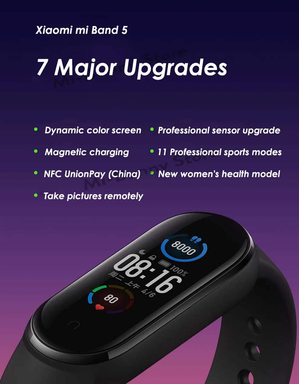 Newest Smart Watch Xiaomi Mi Band 5 Fitness Bracelet Miband Remote Camera Function fitness Tracker Xiomi | Электроника