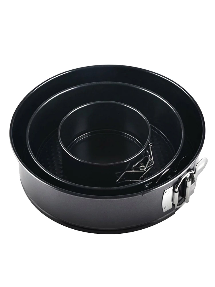 

3 Sizes Carbon Steel Nonstick Springform Pan Set Cake Bake Mould Bakeware Round Spring Form Round Cake Mold Black