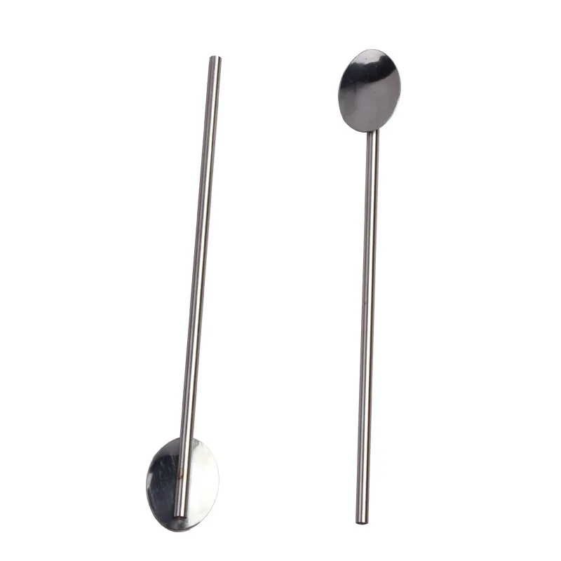 

Stainless Steel Straw Spoon Round Creative Stirring Spoon Coffee Spoon