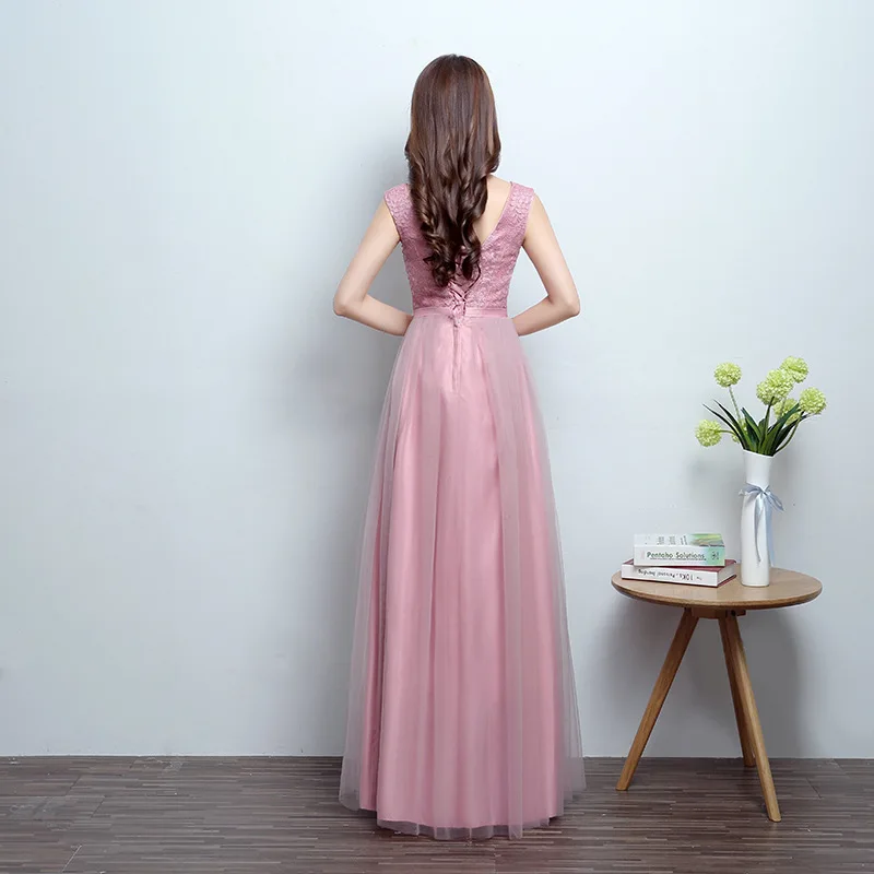 

2017 New Lace Evening Dress Long Bridesmaid Dress Banquet Host Slim