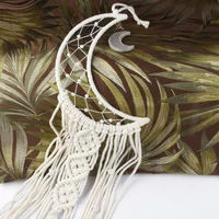 indian style dreamcatcher moon shape handmade wind chimes wall ornament girls heart ribbons room decoration cotton dream catcher