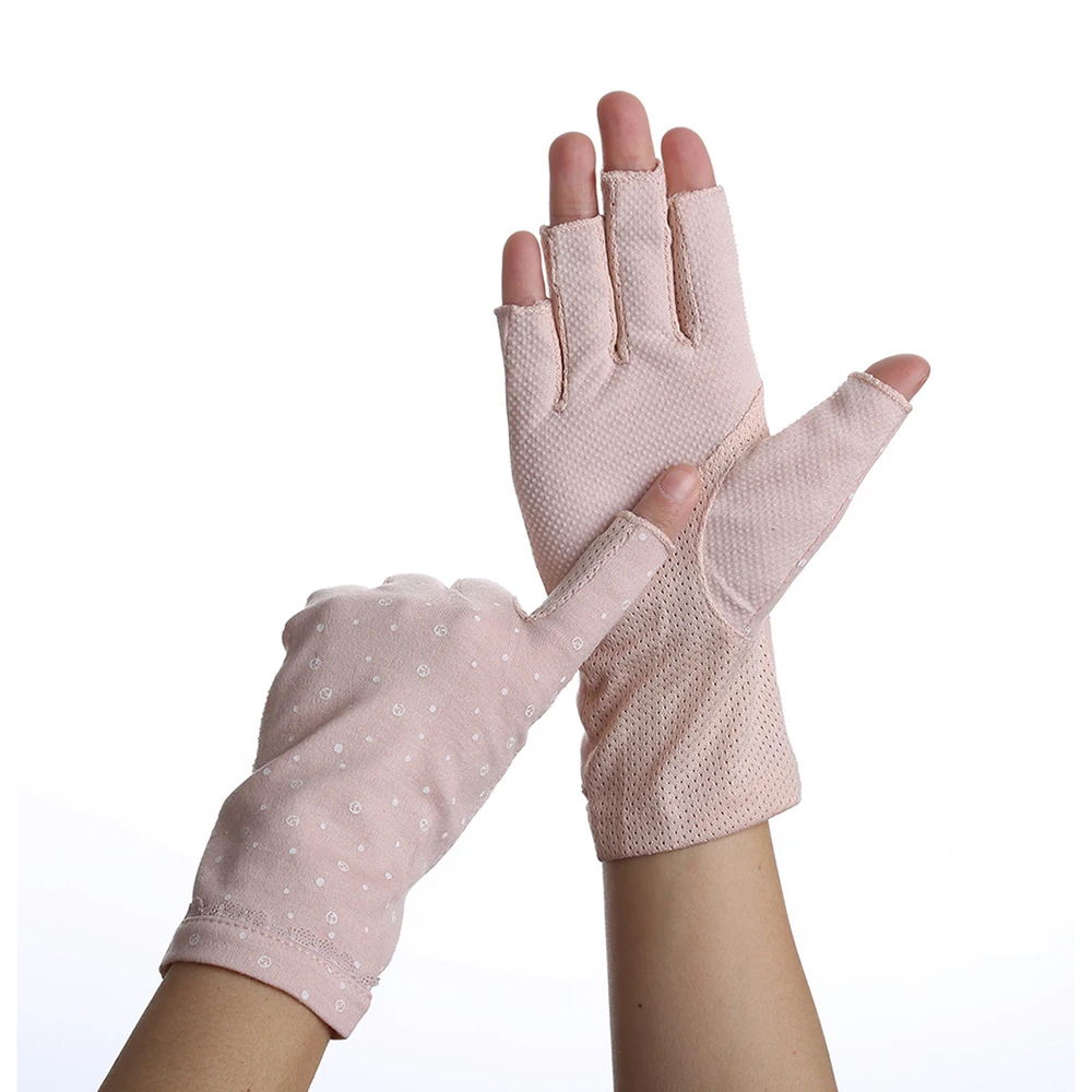 Женские перчатки на полпальца летние эластичные тонкие для вождения