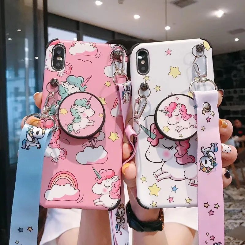 Милый мультяшный Единорог Улица Сезам ремешок чехол для iphone 6 6S 7 8 plus X XS XR Max стенд держатель мягкий IMD телефон couqe