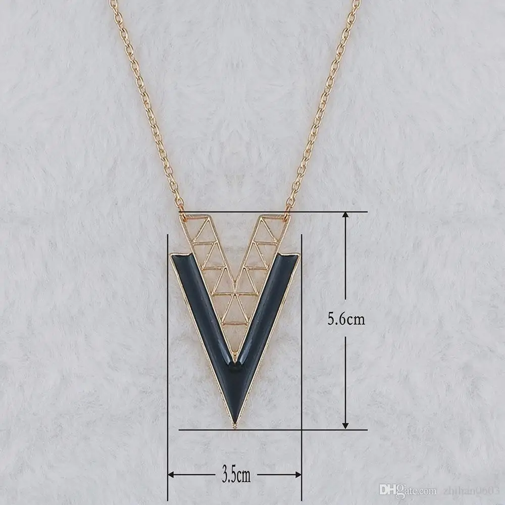 

Geometric Triangle Shaped Alloy Pendant Necklace Enamel Hollow Out Sexy Trendy