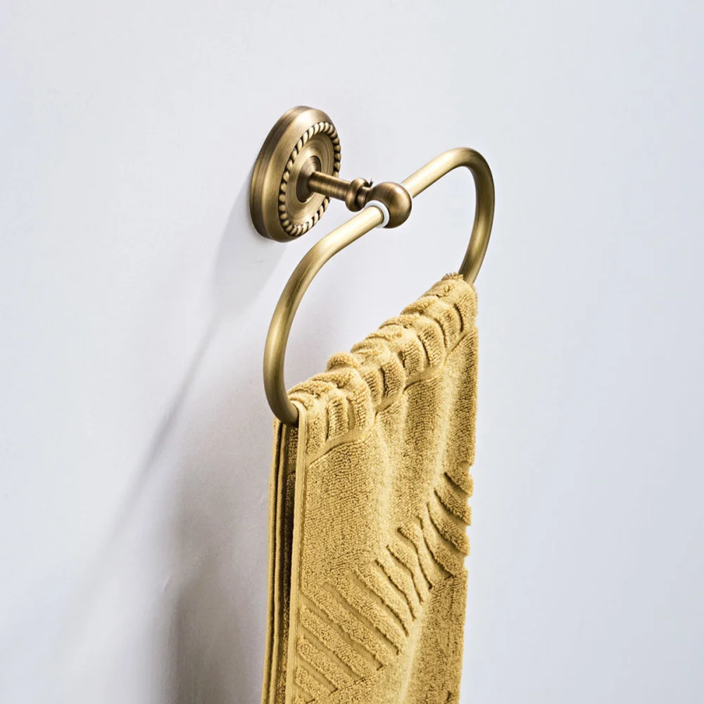 

Retro Towel Hanging Rack Towel Ring Oval Towel Shelf Pendant Wall-mounted Towel Holder Craft for Home Hotel Bathroom