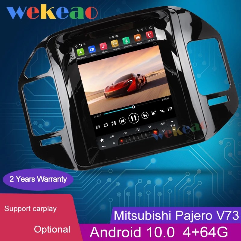 Автомагнитола Wekeao 10 4 дюйма с вертикальным экраном Tesla Android 0 для Mitsubishi Pajero V73 V77 V68 V75
