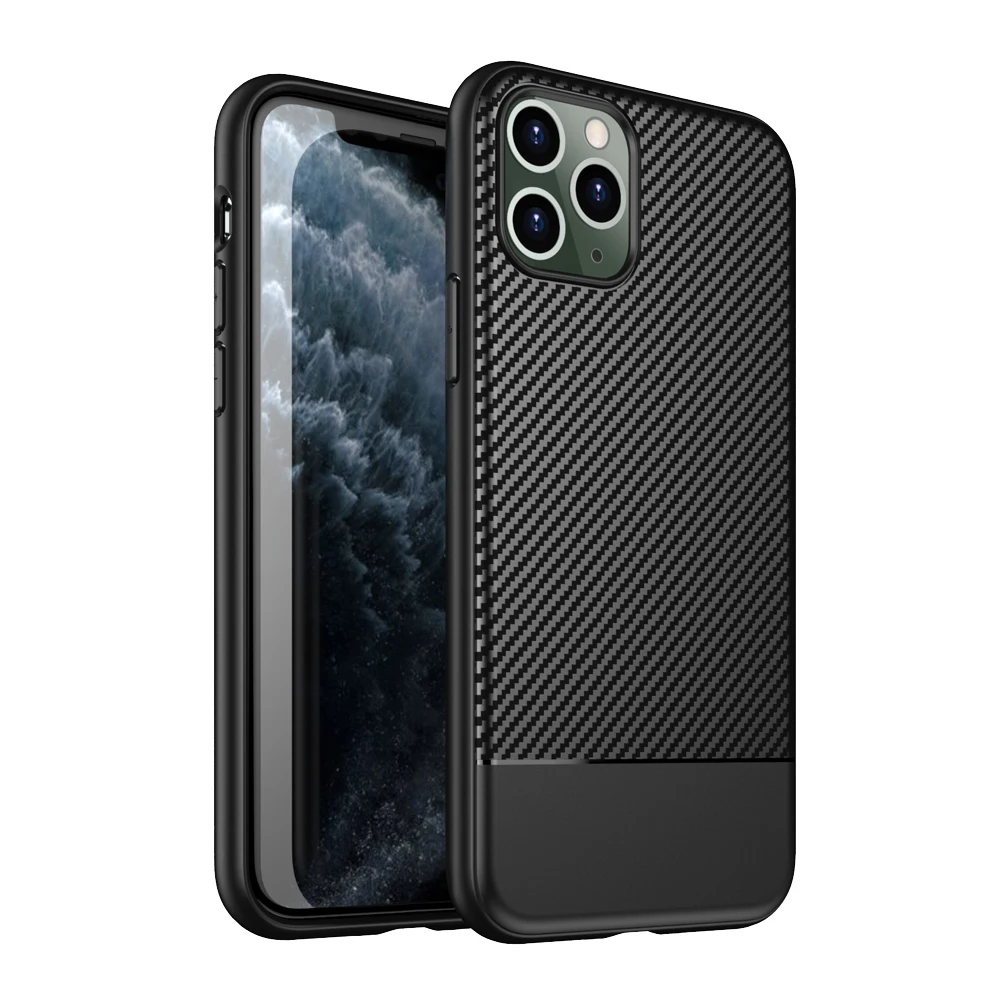 Чехол для IPHONE 11pro из углеродного волокна противоударный чехол телефона удобный с