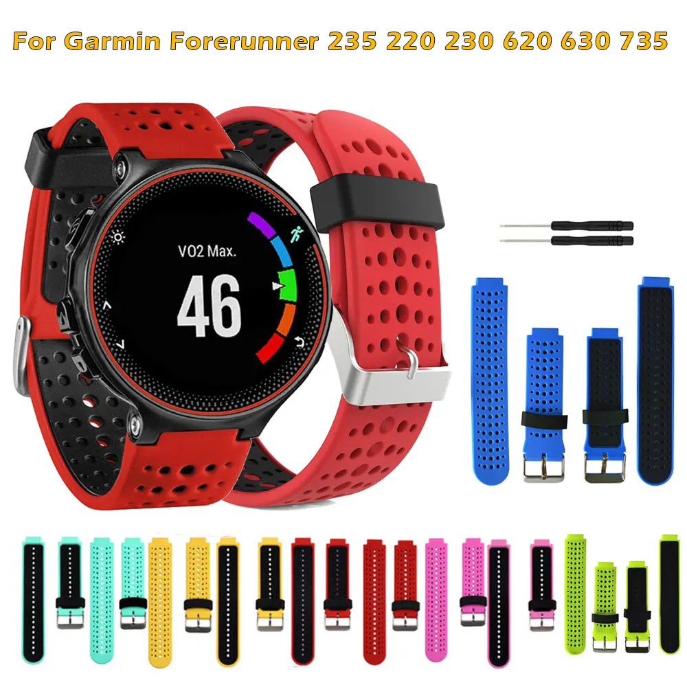 

Outdoor Silicone Watchband For Garmin Forerunner 220 230 235 630 620 TPU Smart Watch Wristband Sport For Forerunner 735XT Strap