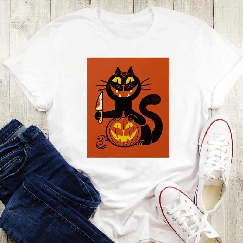 

Fall Autumn Witch New Fashion 2021 Graphic Print Tees Women Halloween Thanksgiving Female Style Cartoon Tops Tshirt T-Shirt