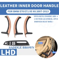 saddle brown genuine leather car front rear left right interior door handle inner pull trim cover for bmw e70 e71 x5 x6 07 13