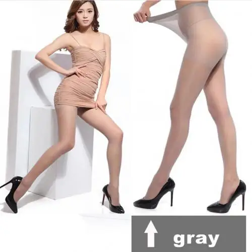 Grey Super Elastic Magical Stockings Stretchy Translucent Pantyhose Anti Hook Tights Women Sexy Shiny Oversized Seamless Stockings - Цвет: Grey