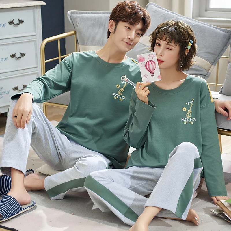 Пижама для влюбленных Новинка Осень-зима хлопковые парные пижамные комплекты с