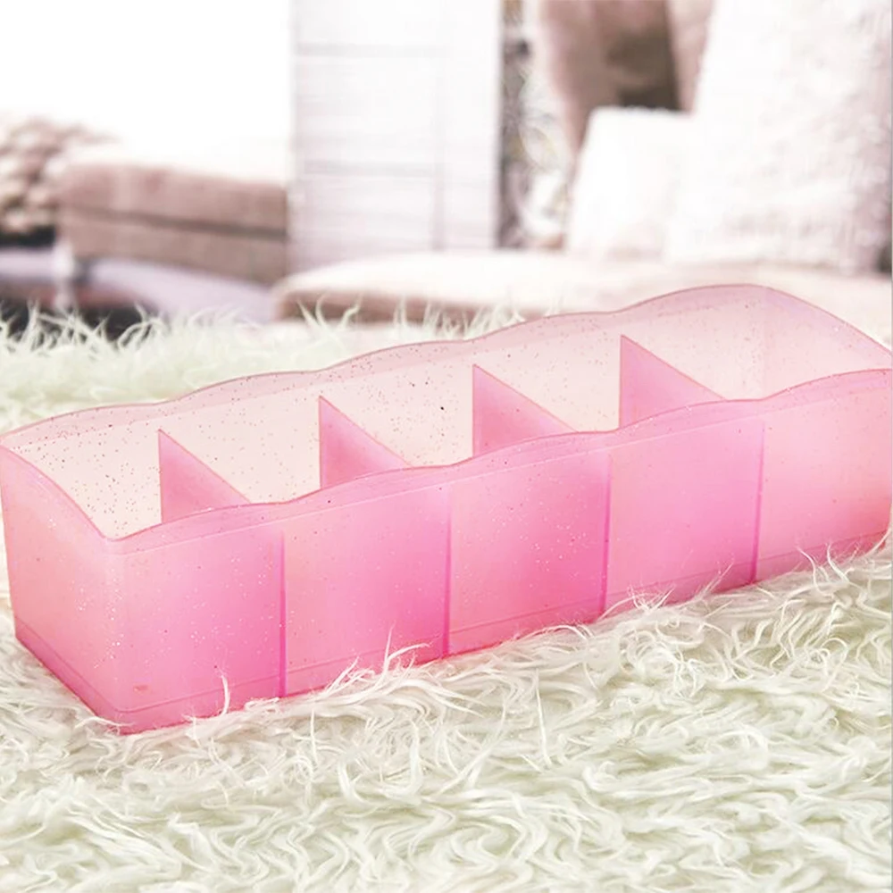 clear pink Urijk контейнер для домашней комнаты 5 сеток нижнее белье и носки шкаф для хранения коробки органайзер для Woemn девочек носок шкаф Органайзер чехол - Цвет: clear pink