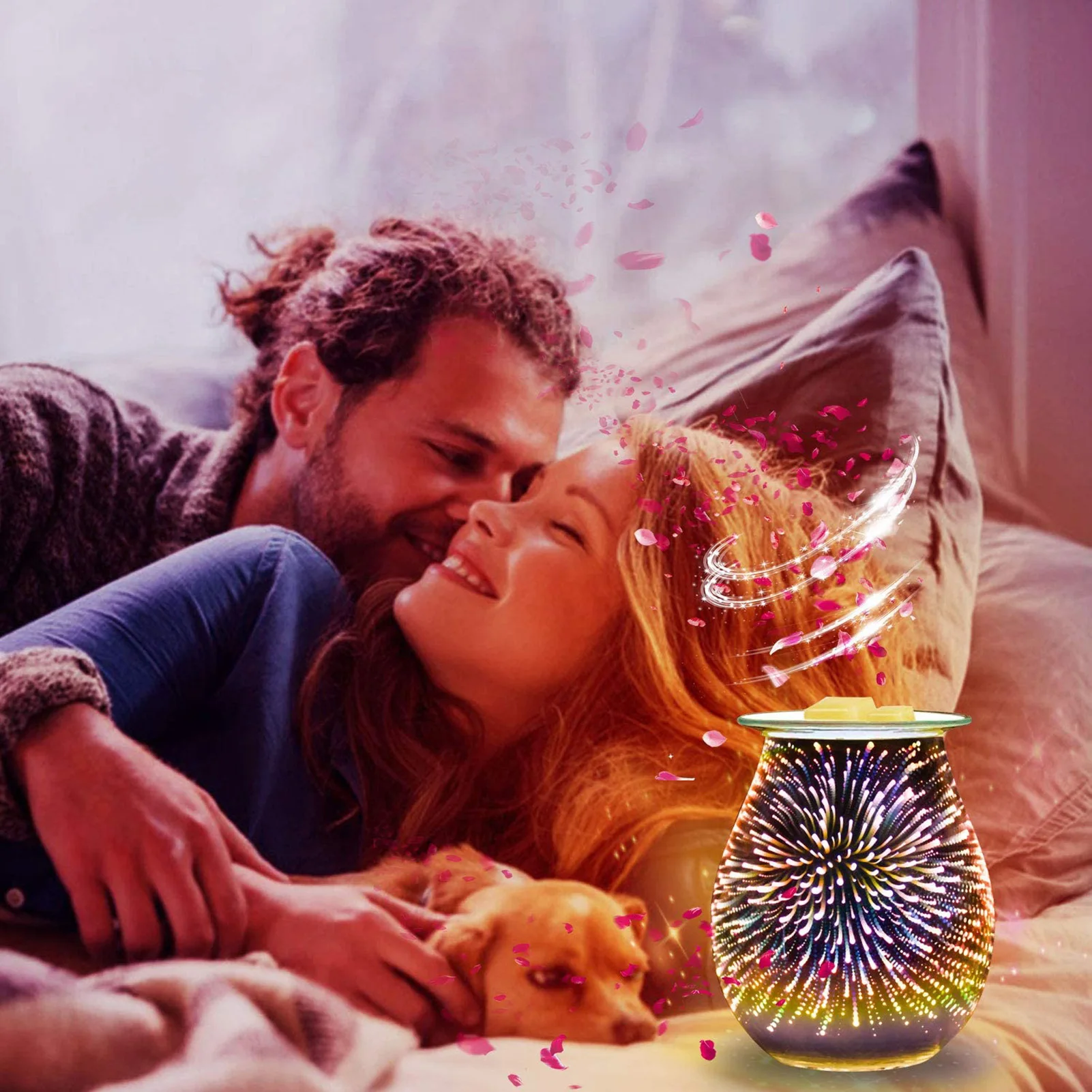 

Newly 3D Glass Aromatherapy Lamp Electric Fragrance Diffuser Smokeless Quiet for Home Office Bedroom Living Room TE889