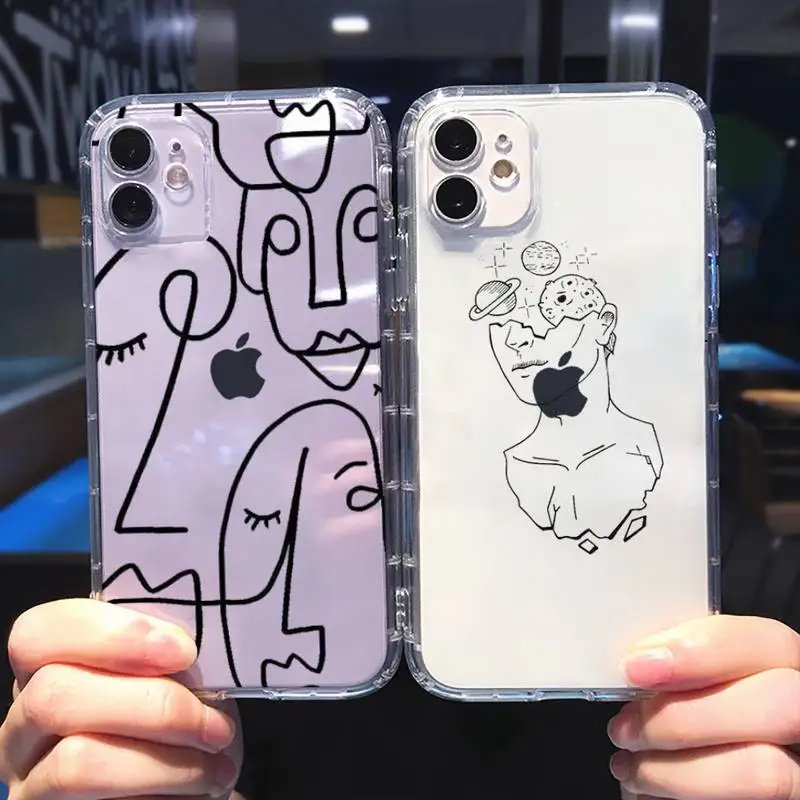 

Abstract art painting Phone Case Transparent soft For iphone 5 5s 5c se 6 6s 7 8 11 12 plus mini x xs xr pro max