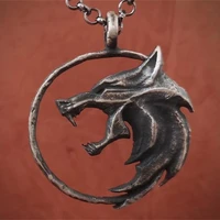 creative new wolf head animal metal amulet pendant necklace fashion men domineering party holiday jewelry gift