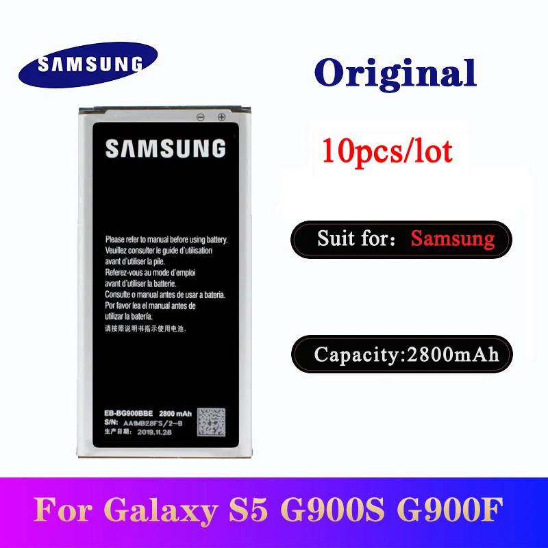 

10pcs/lot Original Battery For Samsung Galaxy s5 G900 G900S G900I G900F G900H Phone Replacement Batteria EB-BG900BBE 2800mAh