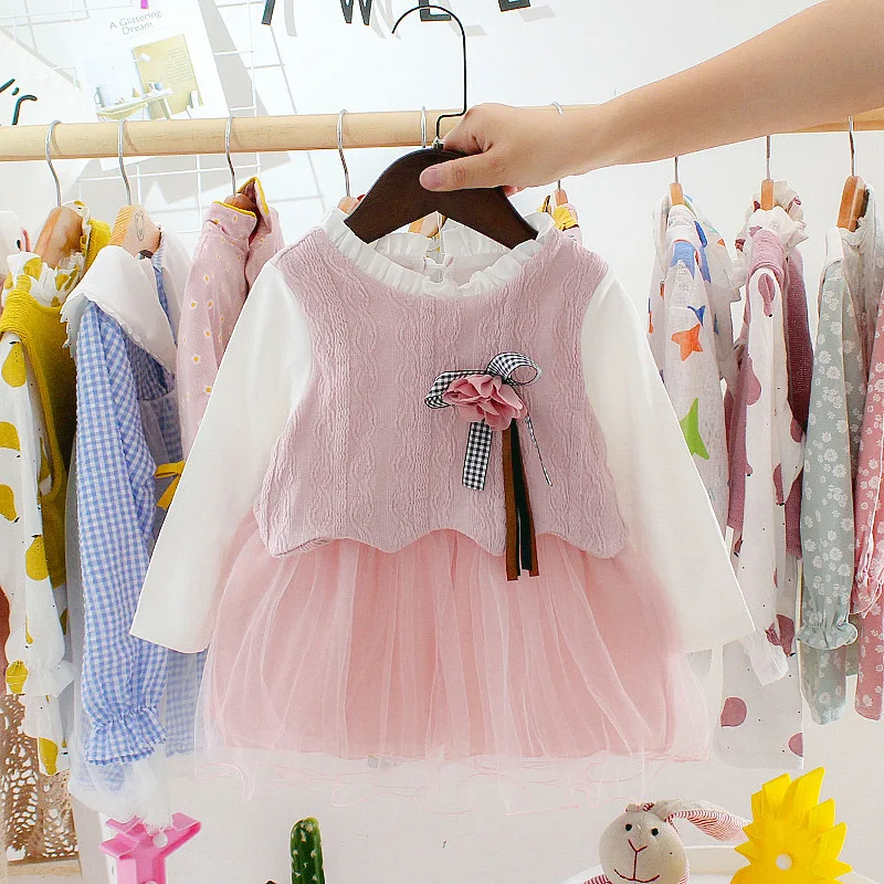 M0311 pink Осень Детское платье для новорожденных девочек, для девочек, на день рождения 1 год платье-пачка платье принцессы для малышей Детское платье Платья для малышей - Цвет: M0311 pink