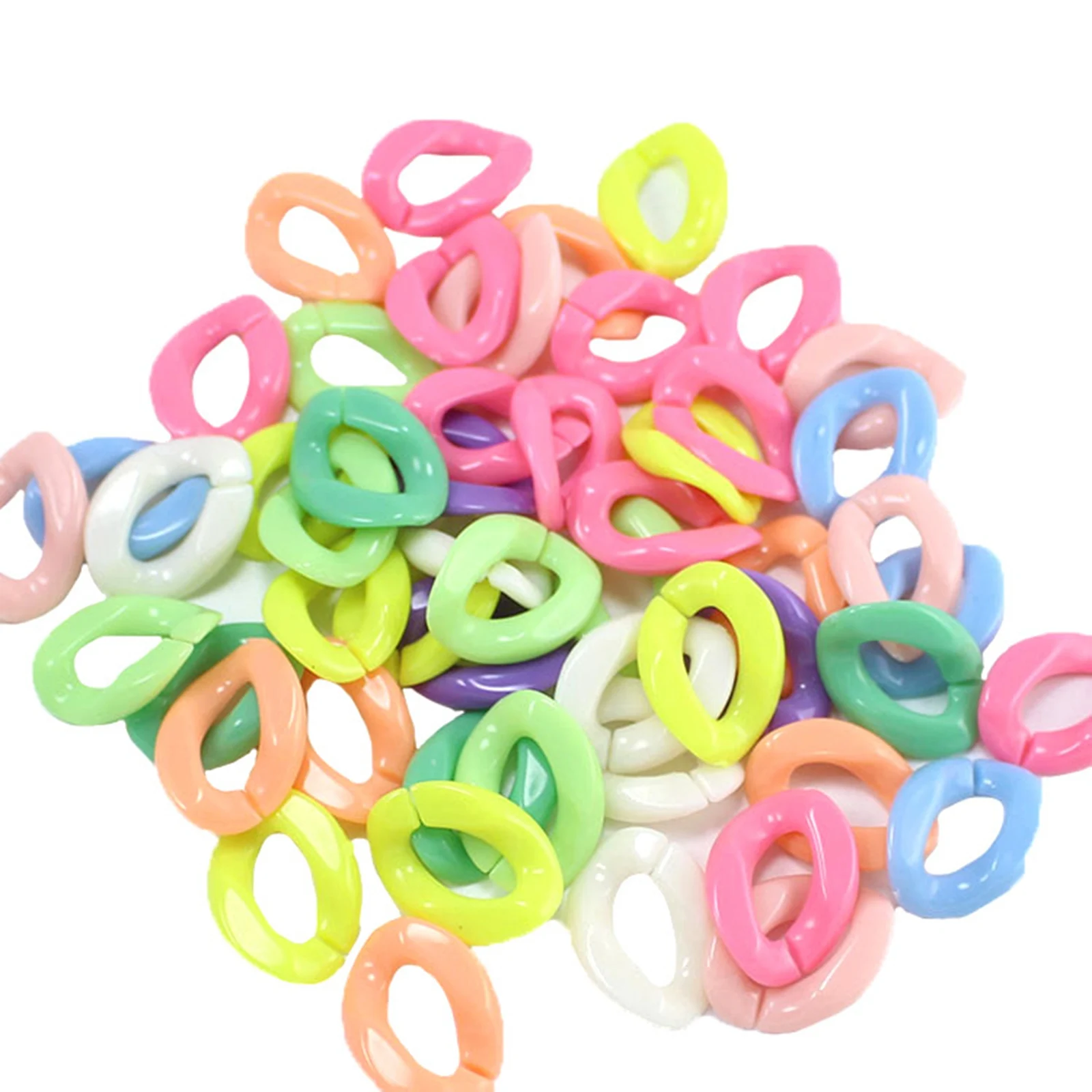 

100 Mixed Pastel Color Acrylic Flat Twist Oval Linking Rings Open Chain Beads 23X17mm Connector link Chain For Necklace Bracelet