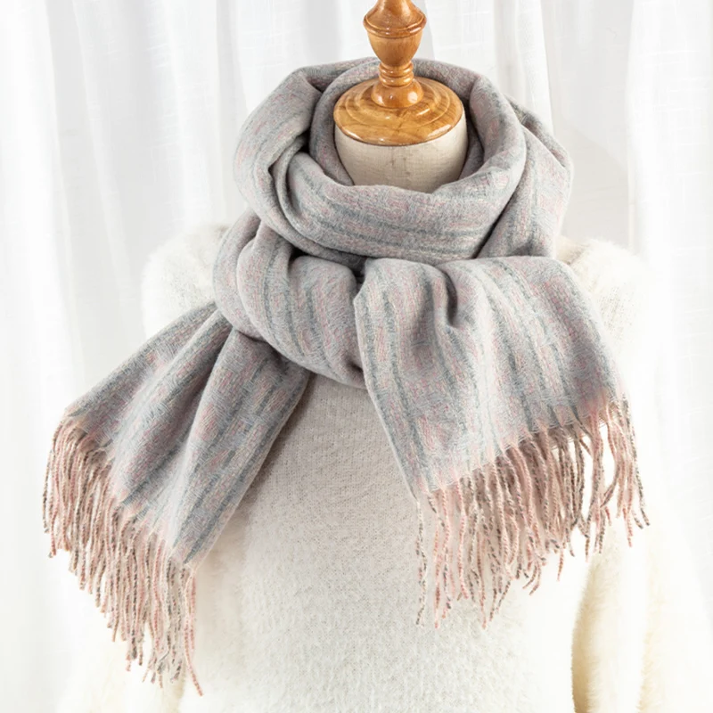 Мода 2019 весна осень зима женский шарф кисточкой Длинные теплые кашемировые шали