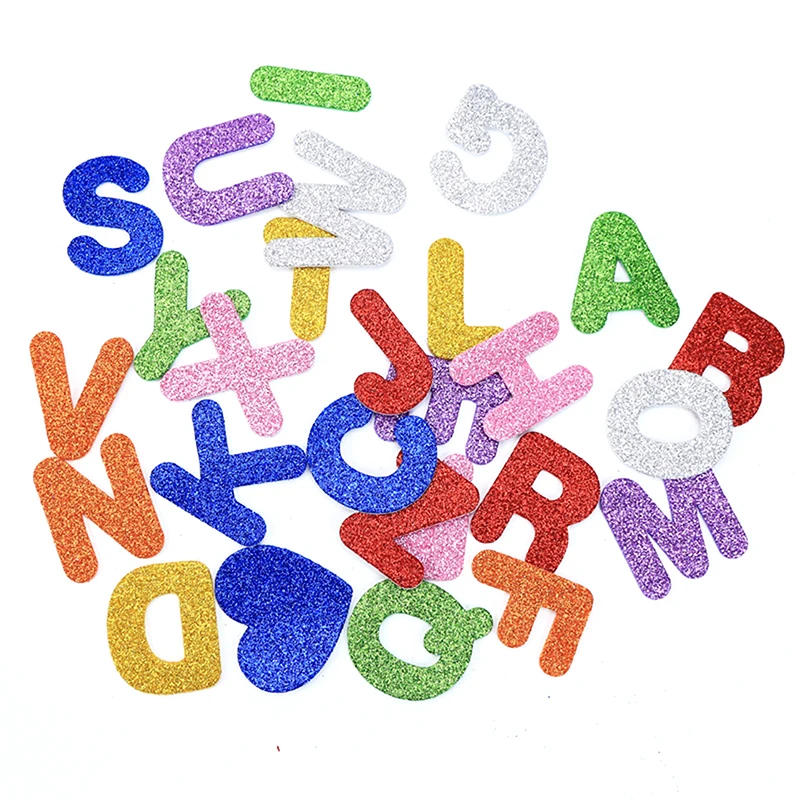 

Cartoon Glittering effect diy Stickers for children kids baby home decoration Decals letters EVA foam learn wall sticker