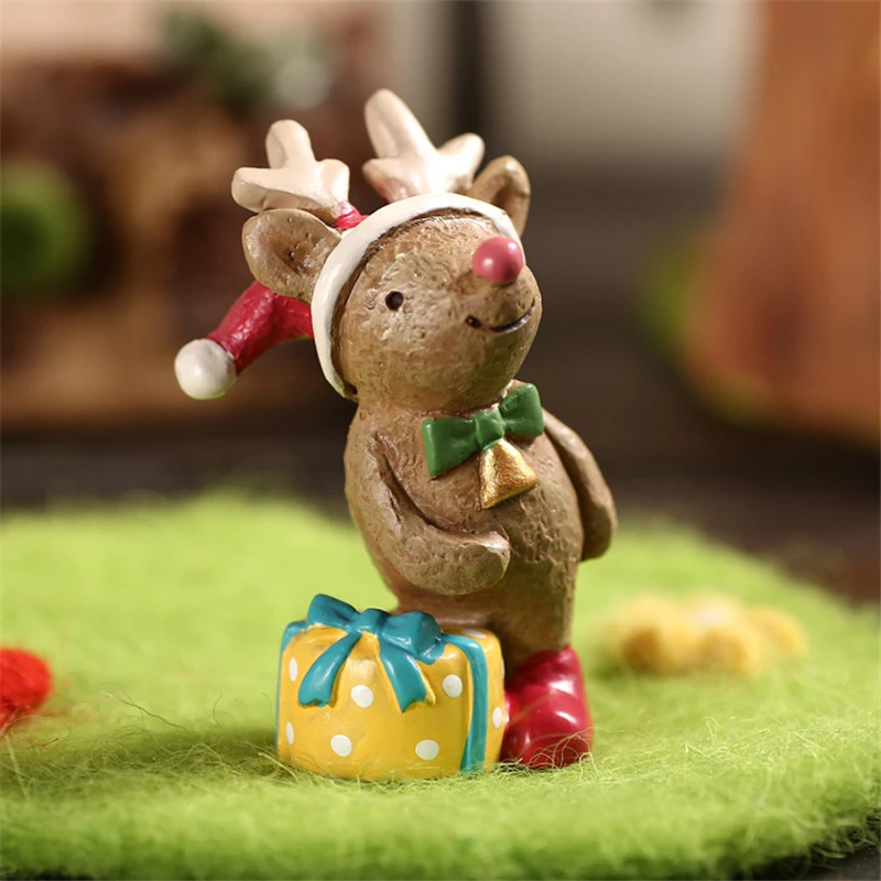 Миниатюрная фигурка из смолы рождественские мини фигурки статуя оленя Санта