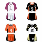 Комплект из 2 предметов, шорты, рубашка, спортивный костюм для средней школы карасуно, волейбольная форма, костюм для косплея