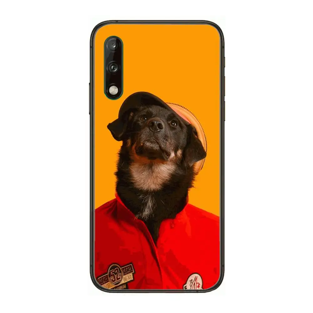 

Dog fashion creative personality boys Clear Phone Case For Huawei Y 5 6 7 8 9 A P S Pro 2020 2019 Black Etui Coque Hoesjes Comi