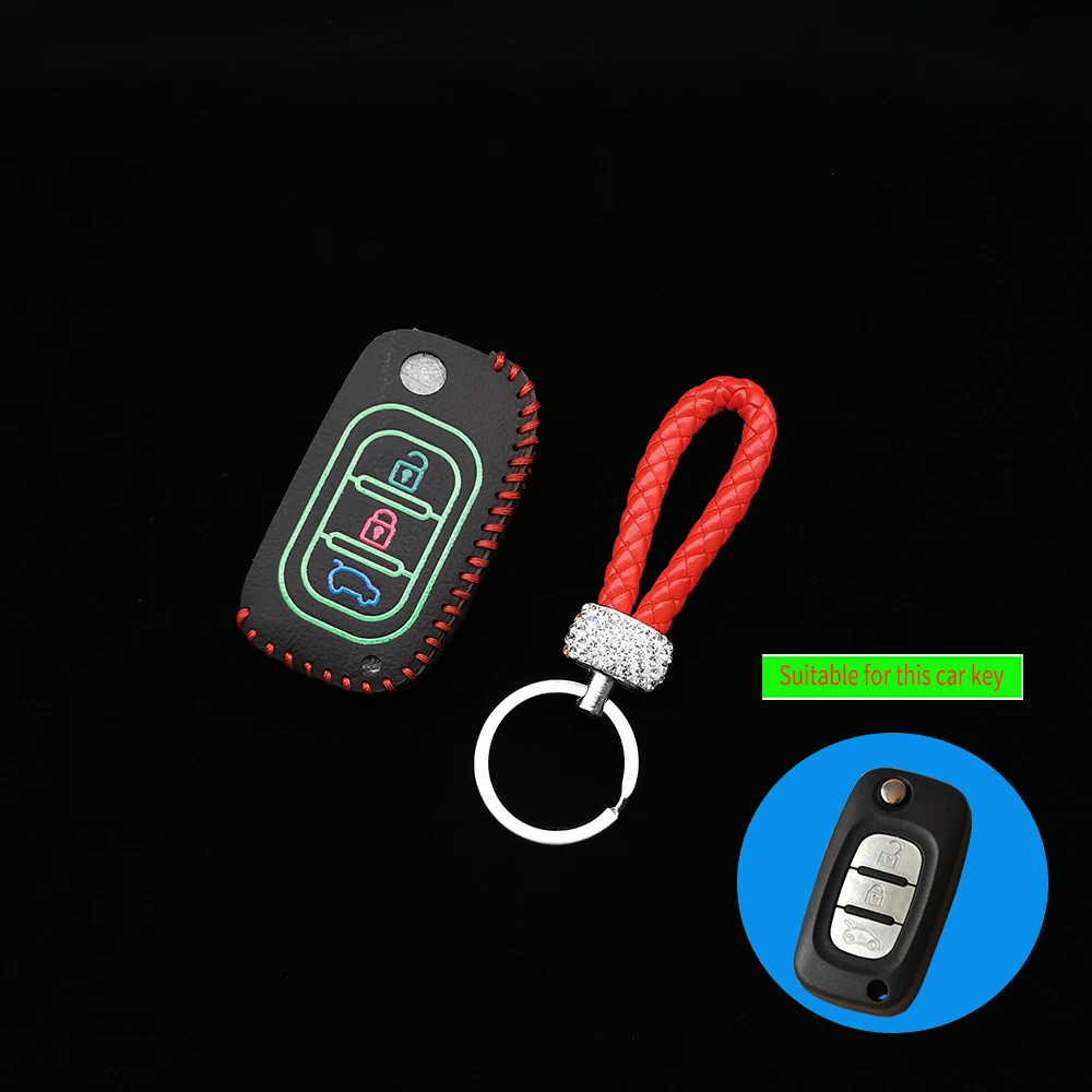 

Leather Car Key Cover Case For LADA Sedan Largus Granta Kalina Vesta X-Ray Foldable Keychain Key Ring Smart Remote