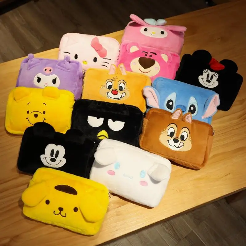 

Большая вместительная косметичка Kawaii Kuromi My Melody Cinnamoroll Stitch плюшевая сумка для мытья кукол аниме XO плюшевая сумка для хранения