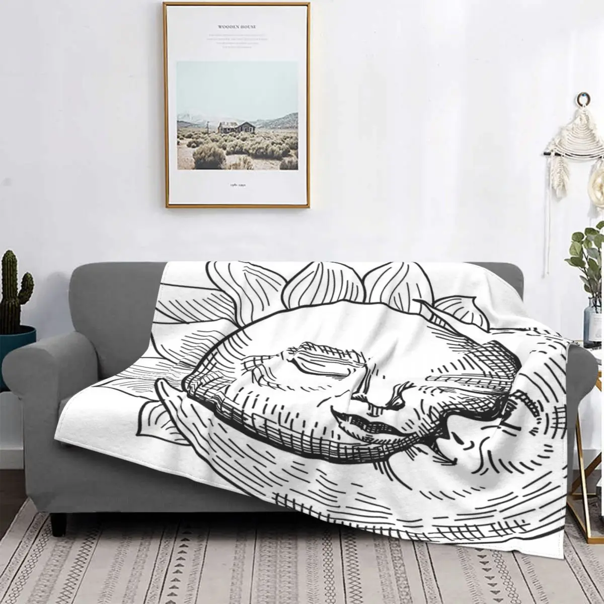 

Manta de sol y luna, colcha a cuadros para cama