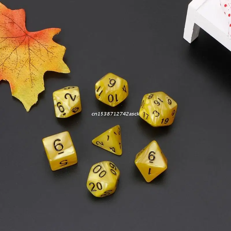 7 шт. многогранные кости белые цифры для Dragon Pathfinder D20 D12 2xD10 D8 D6 D4 Прямая поставка |