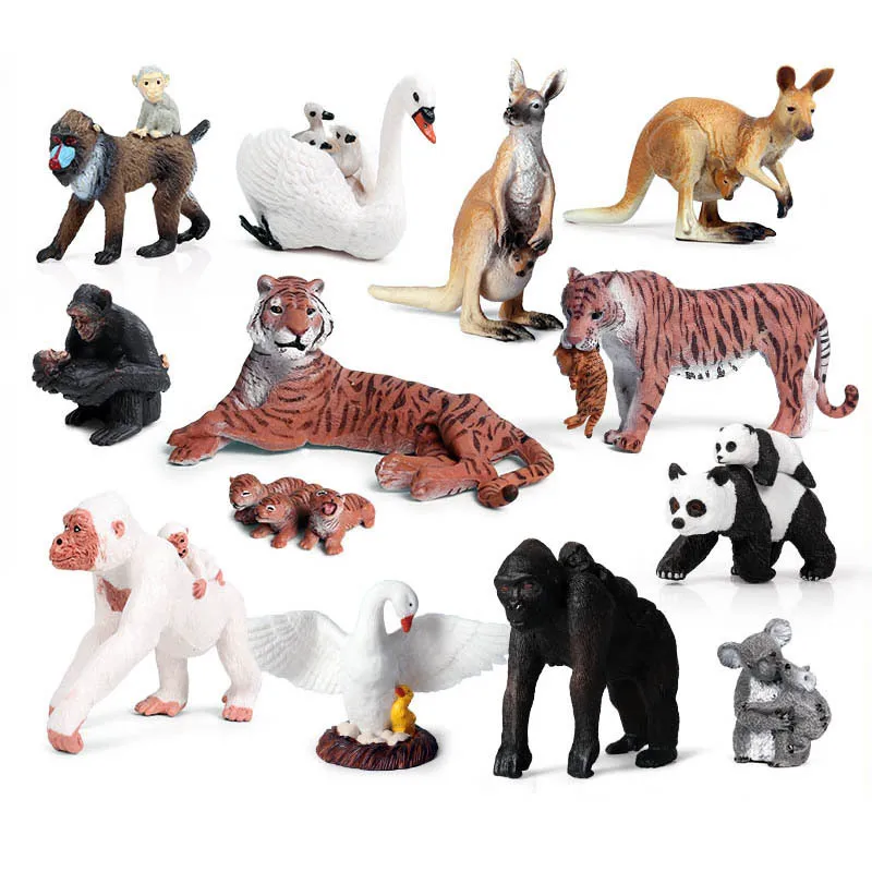 

Simulation Animal Toy Tiger Orangutan Kangaroo Swan Panda Cub Model PVC Animals Action Figures Toy Children's Christmas Gifts