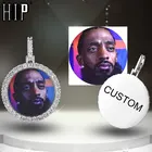 Хип-хоп круглый заказной фото медальоны Iced Out Bling твердая задняя AAA кубический циркон персонализированные ожерелье и кулон для мужчин ювелирные изделия