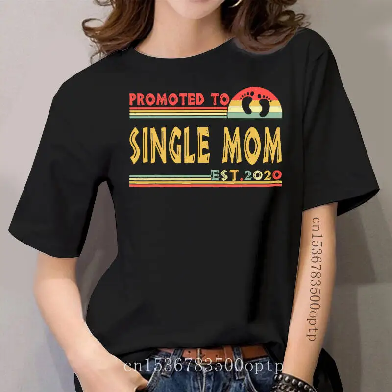 

Vintage Promoted To Single Mom Est 2020 Christmas Shirt Gift-women's T-Shirt-Black
