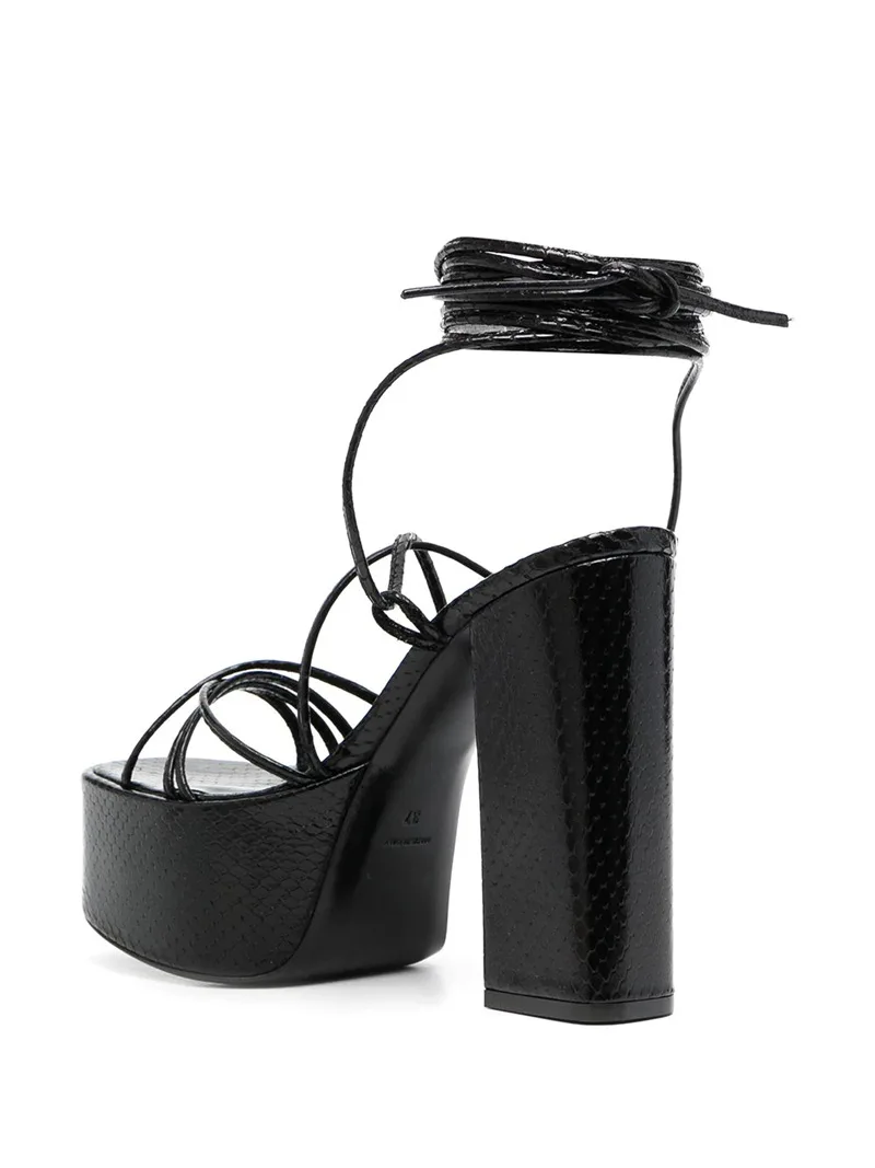 

High Heel Sandals For Ladies Summer Peep Toe High Block Heel Shoes Snake Pattern Leather Cross-Straps Women Sandals Feminina