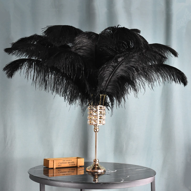 

10Pcs Black Ostrich Feathers for Crafts Diy Fascinating Plumas Centerpieces for Wedding Tables Large Natural Feather Decoration