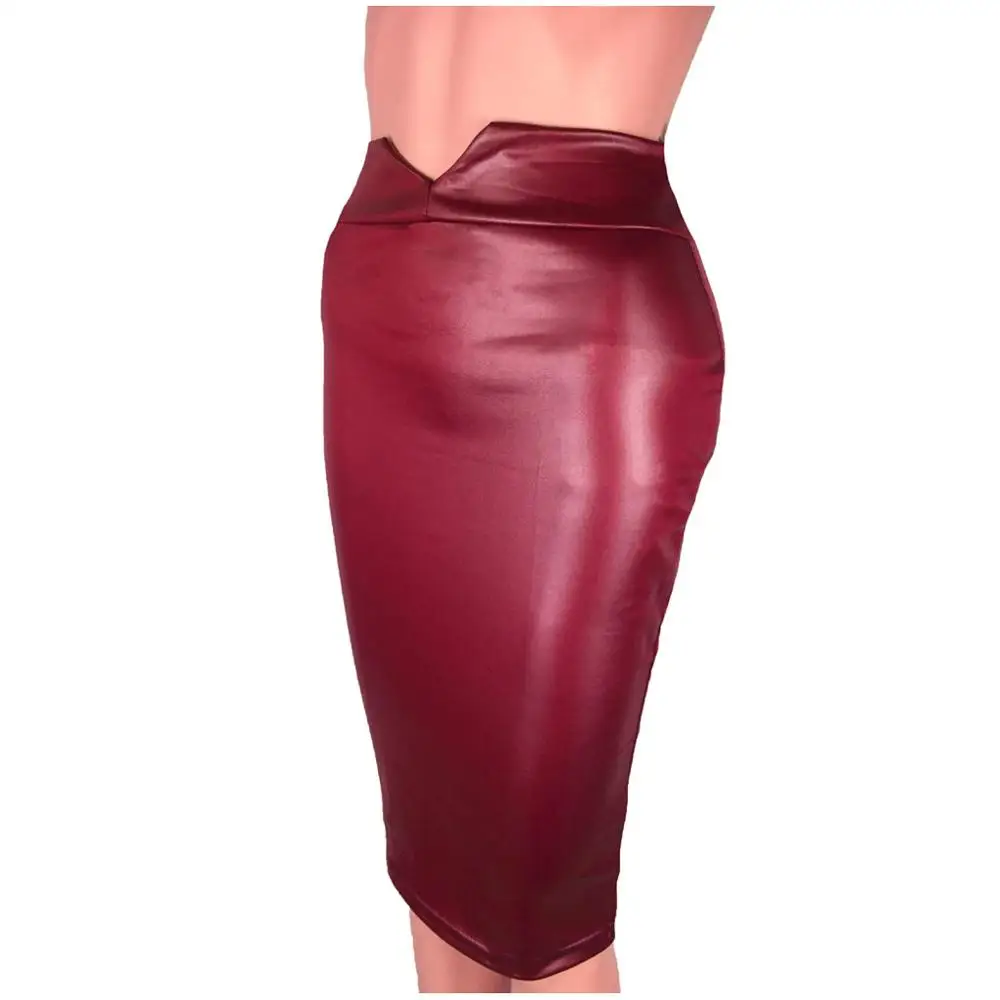 Женская матовая юбка-боди из искусственной кожи с завышенной талией Офисная