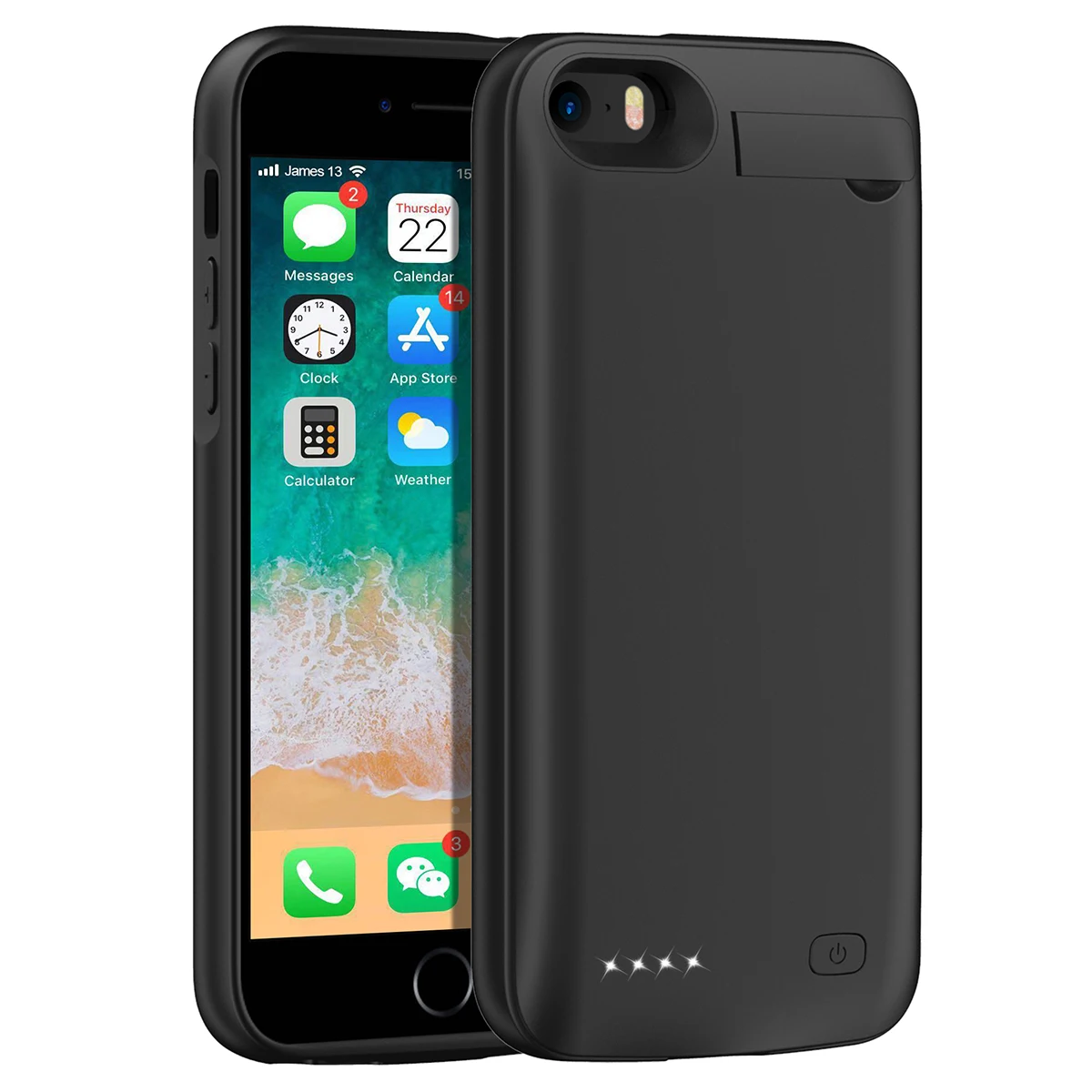 Черный Для iPhone SE 5SE 5 5S за чехол на айфон 4500mAh аккумуляторная Внешняя батарея резервного копирования защитный чехол зарядное устройство крышка с Скрытая скобка - Цвет: Черный