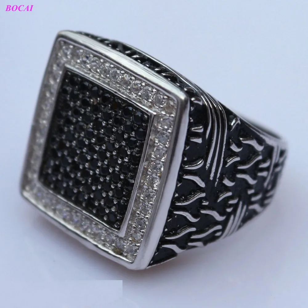 Мужские кольца-подвески из серебра 2021 пробы с черным и белым фианитом | Украшения