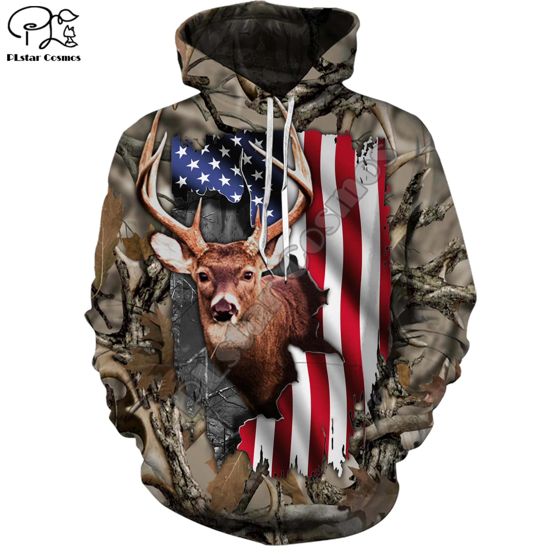 

Охотничья одежда с оленем, американский флаг, 3d универсальные толстовки унисекс с принтом, модная повседневная толстовка с капюшоном в стиле Харадзюку, толстовки на молнии