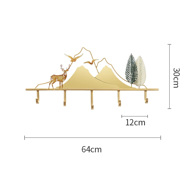 

Modern Simple Handmade Iron Hook Door Key Decorative Frame Luxury Creative Art Clothes And Hats Storage Rack Ornaments