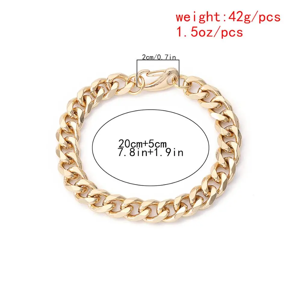 

Lacteo Gothic Heavy Metal Chain Bangle Bracelet Street Punk Cuban Silver Color Button Bracelet Jewelry for Men and Women