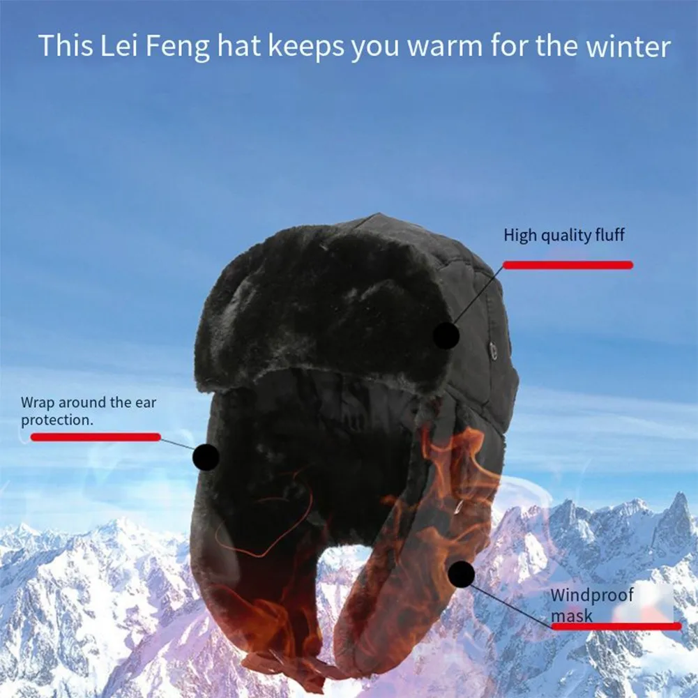 

Winter Men Hat Fur Women Winter Russian Hat Trooper Snow Ski Ushanka Waterproof Warm Hat Cold Anti Snow Hats