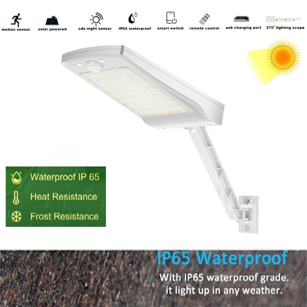 

Upgraded Led Solar Light Outdoor For Garden Wall With Three Mode Waterproof Lighting Angles Rotable Pole Solar Lamp