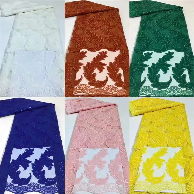 

Популярная кружевная шифоновая ткань с блестками, Высококачественная африканская кружевная лазерная ткань с блестками, французская круже...