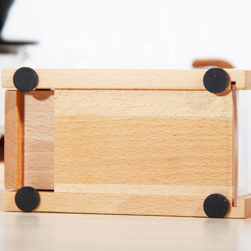 

X7AB Wooden Coffee Filter Paper Holder with Cover Dispenser Rack Shelf Dust Proof Storage Container Countertop Stand